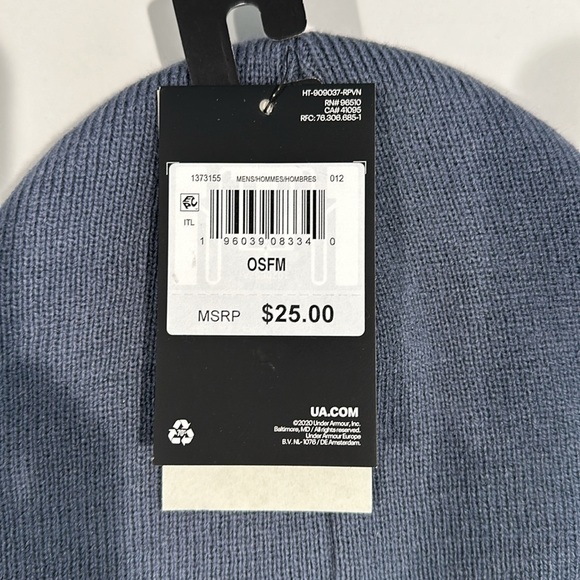 Under Armour Beanie Hat One Size Fits All Classic Fold Over Cuff blue- NWT - Picture 3 of 4